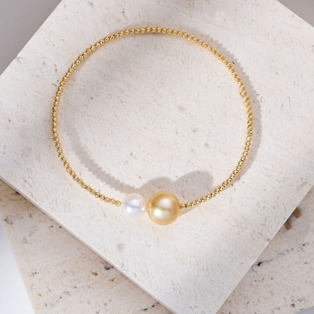 Pulsera de perlas del mar del sur de oro macizo 18K KB00064 | HARMONY
