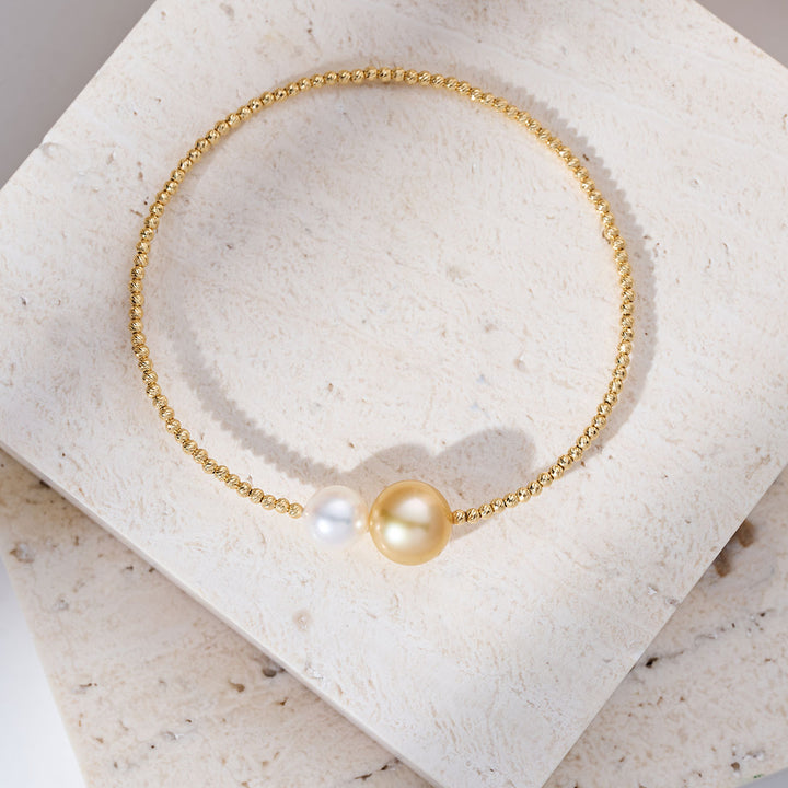 Pulsera de perlas del mar del sur de oro macizo 18K KB00064 | HARMONY