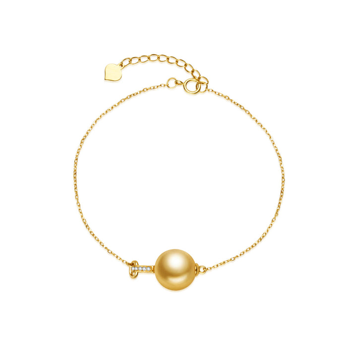Bracciale con perla dorata del Mare del Sud in oro massiccio 18K KB00065
