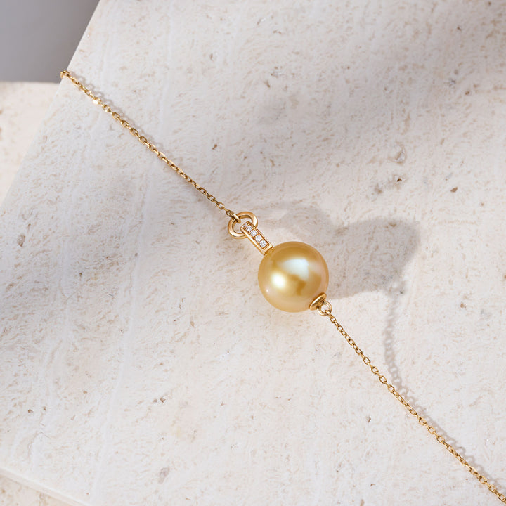 Bracelet en perle d'or de la mer du Sud 18 carats massif KB00065