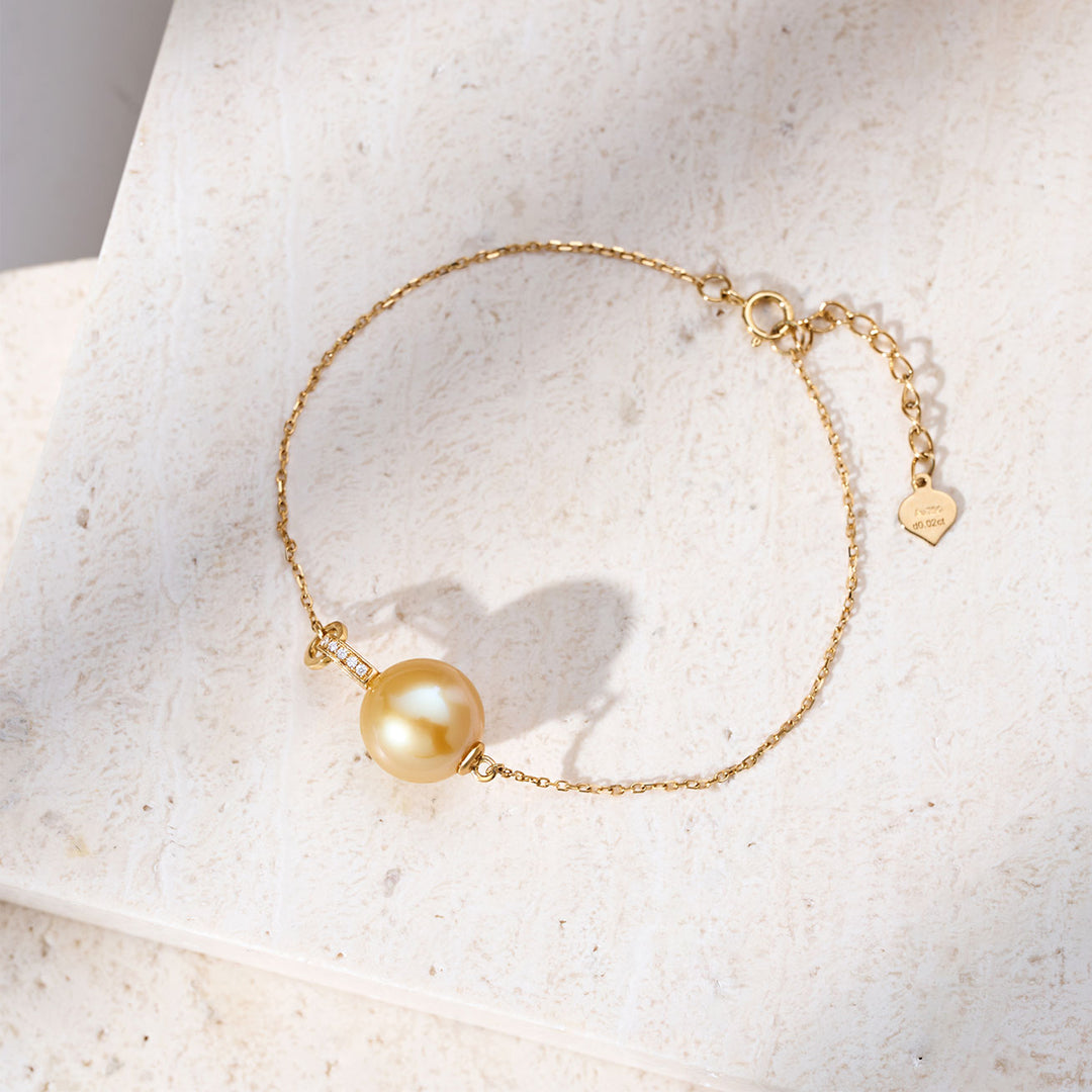 Bracelet en perle d'or de la mer du Sud 18 carats massif KB00065