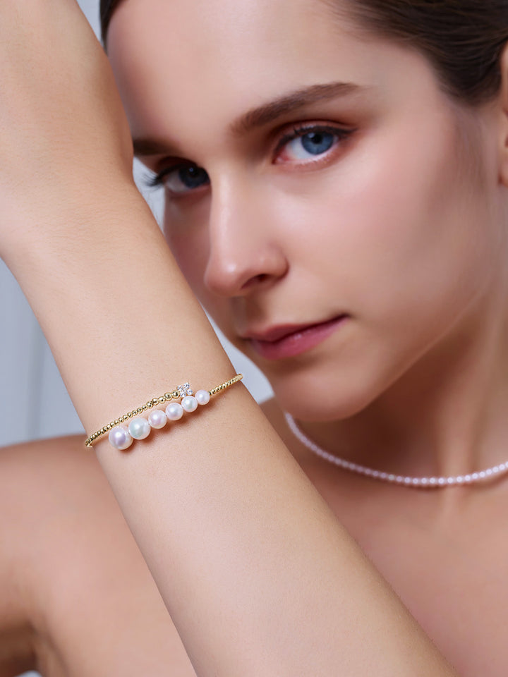 Top Grade 18K Solid Gold Freshwater Pearl Bracelet KB00067