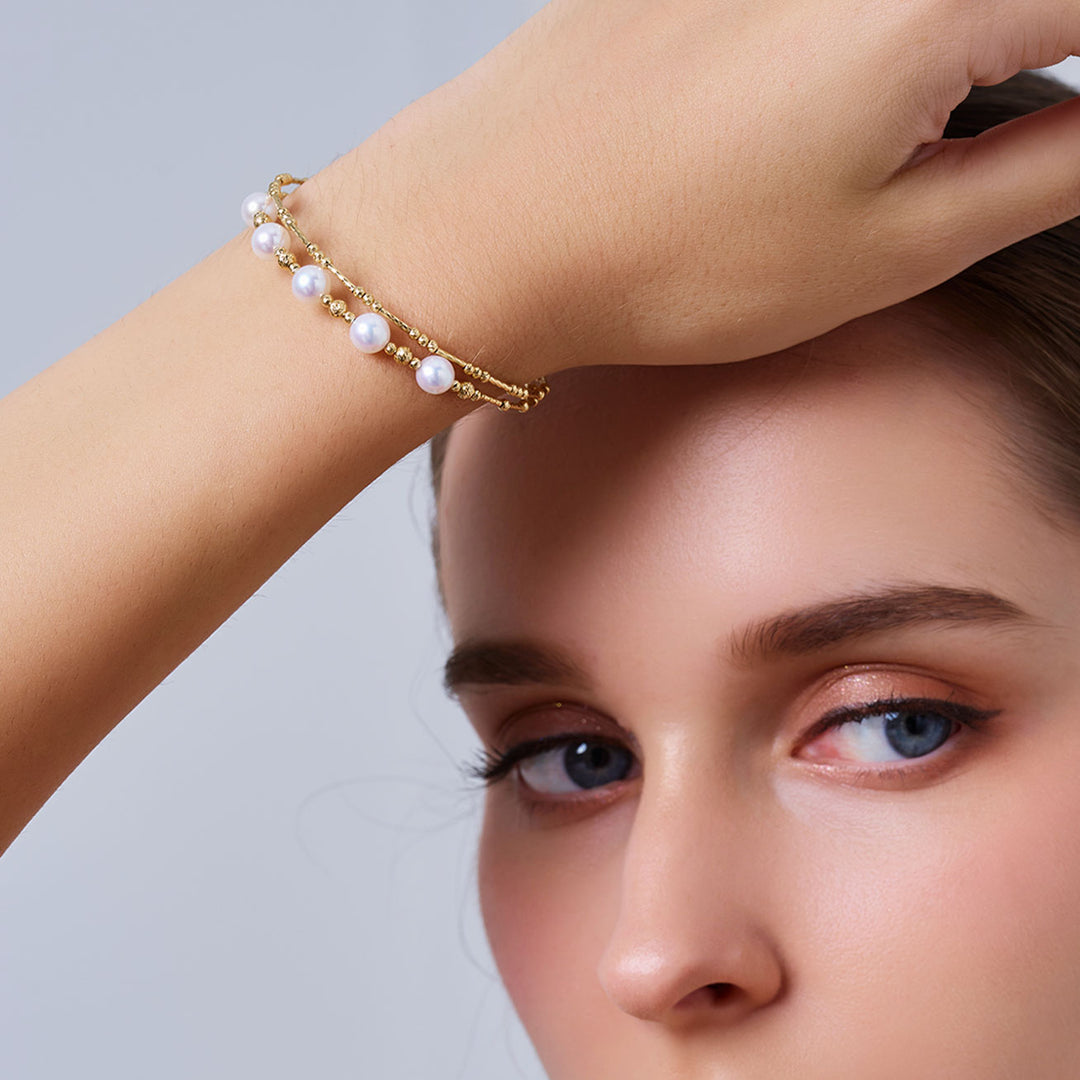 18K纯金淡水珍珠手链 KB00069