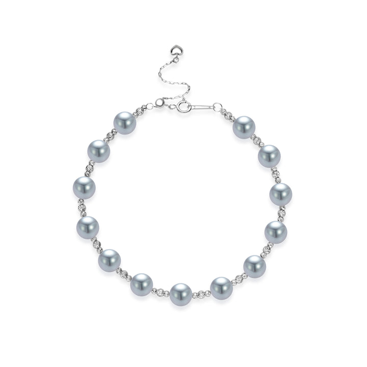 18K 솔리드 골드 실버 블루 아코야 진주 팔찌 KB00070