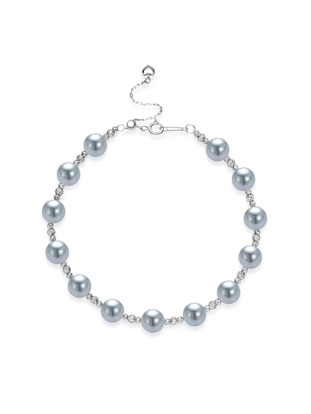 Top Lustre 18K Solid Gold Silver Blue Akoya Pearl Bracelet KB00070