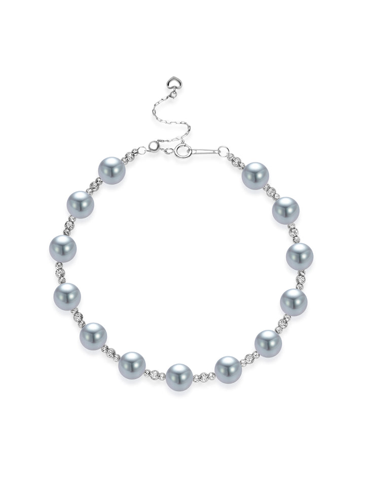 Top Lustre 18K Solid Gold Silver Blue Akoya Pearl Bracelet KB00070
