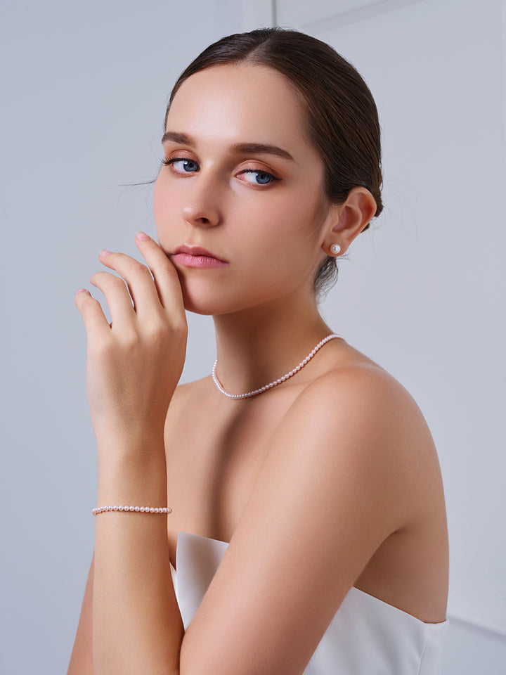 سوار لؤلؤ أكويا ذهبي صلب عيار 18 عالي الجودة KB00071