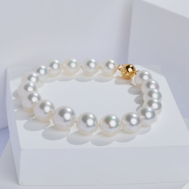 Armband aus australischer weißer Perle mit 18 Karat Gold und Top-Glanz KB00074
