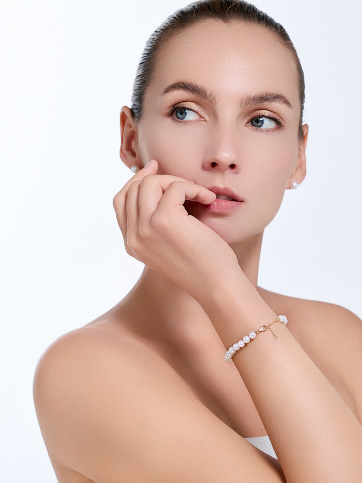 Top Lustre 18K Diamond Akoya Pearl Bracelet KB00076