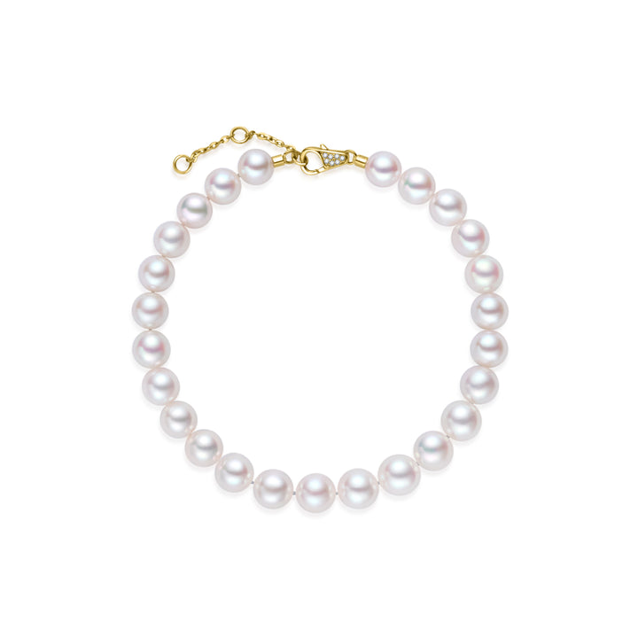 최고 광택 18K 다이아몬드 아코야 진주 팔찌 KB00076