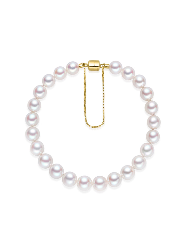 Bracelet en or massif 18 carats à perles Akoya à lustre supérieur KB00077