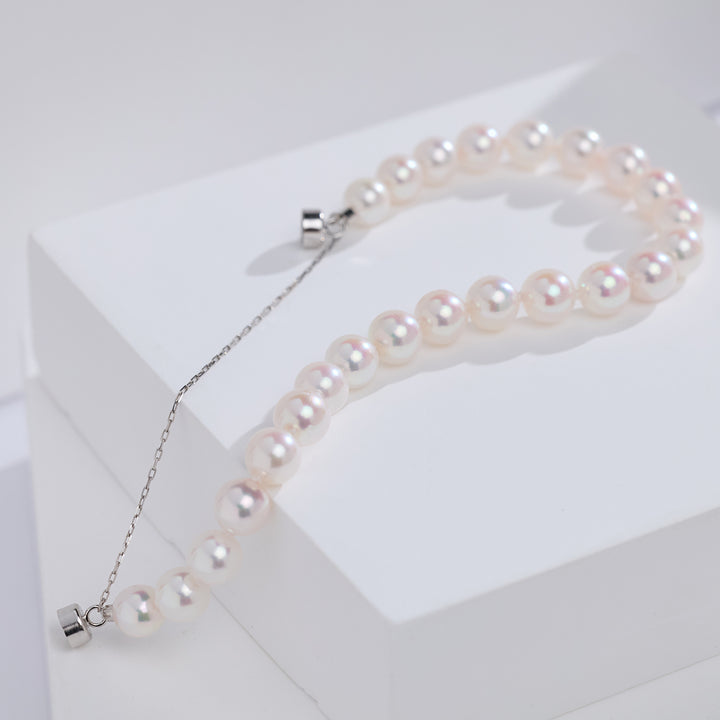 최고급 광택 18K 순금 아코야 진주 팔찌 KB00078