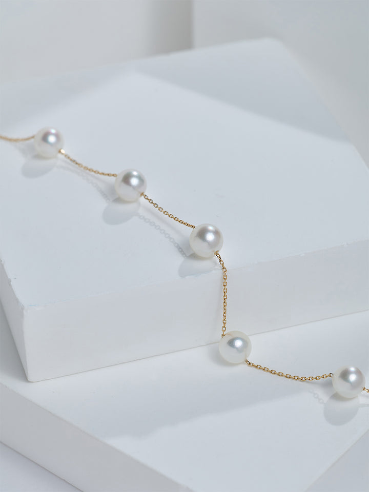 Armband mit Akoya-Perlen aus 18K massivem Gold mit hohem Glanz KB00080