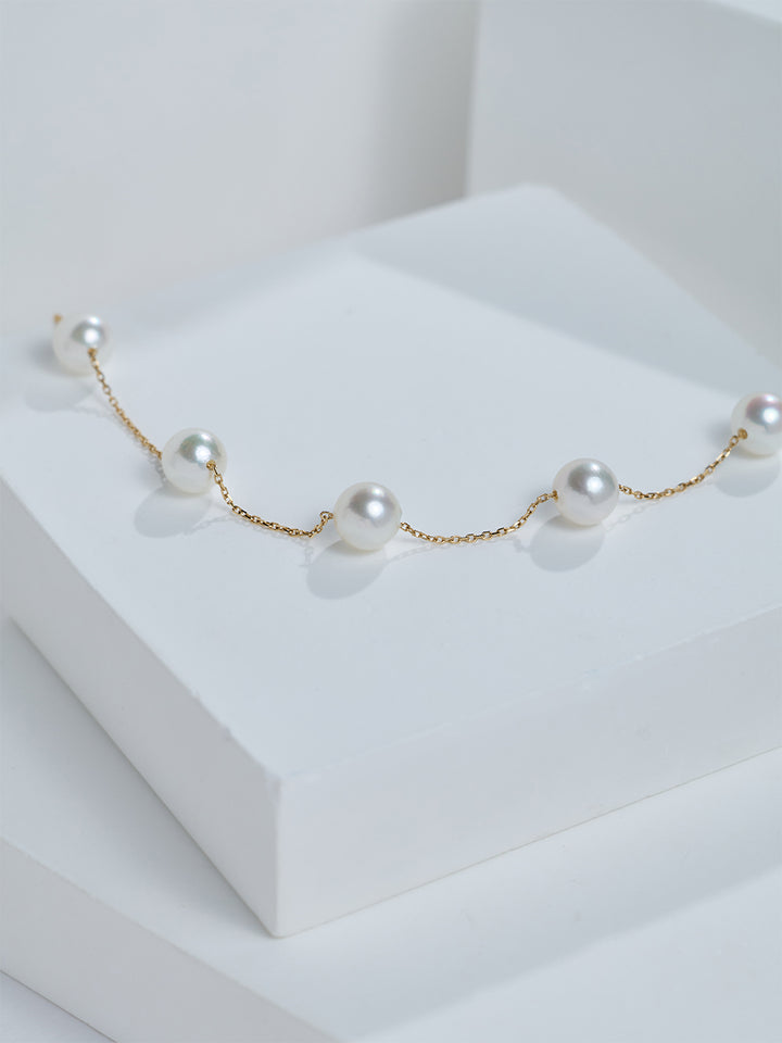 Armband mit Akoya-Perlen aus 18K massivem Gold mit hohem Glanz KB00080