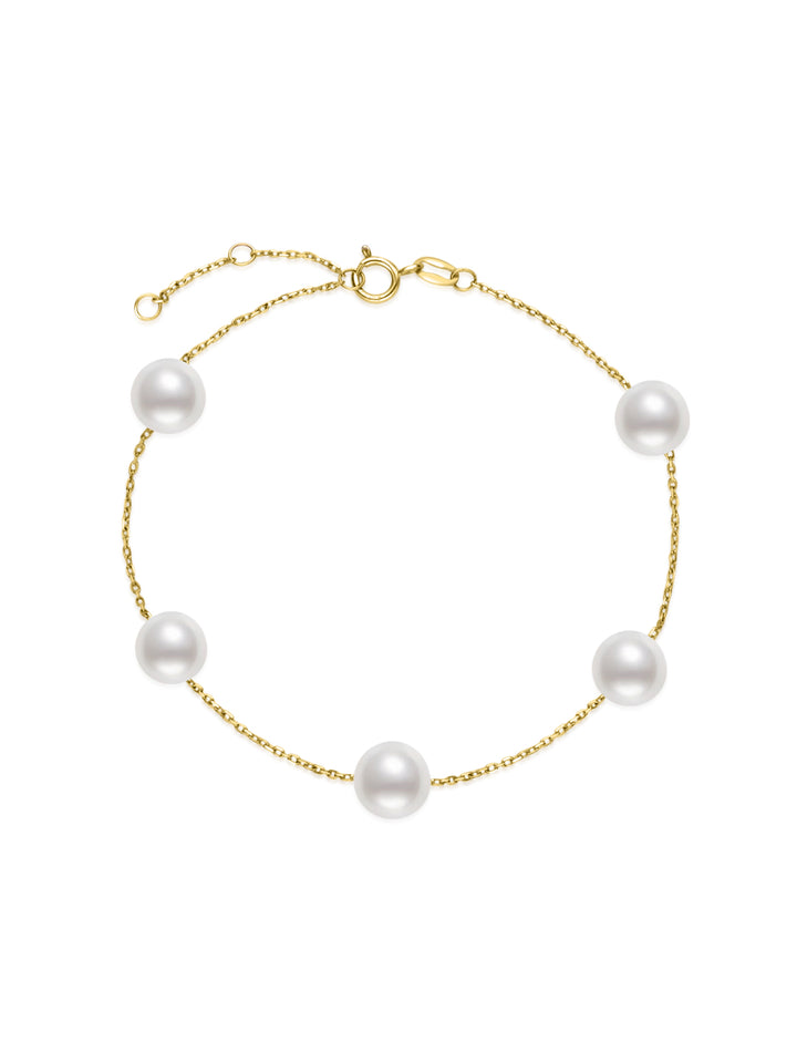 Armband mit Akoya-Perlen aus 18K massivem Gold mit hohem Glanz KB00080