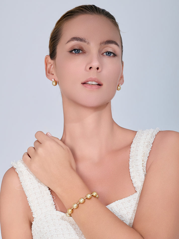 Top Lustre 18K  Gold Golden South Sea Pearl Bracelet KB00085