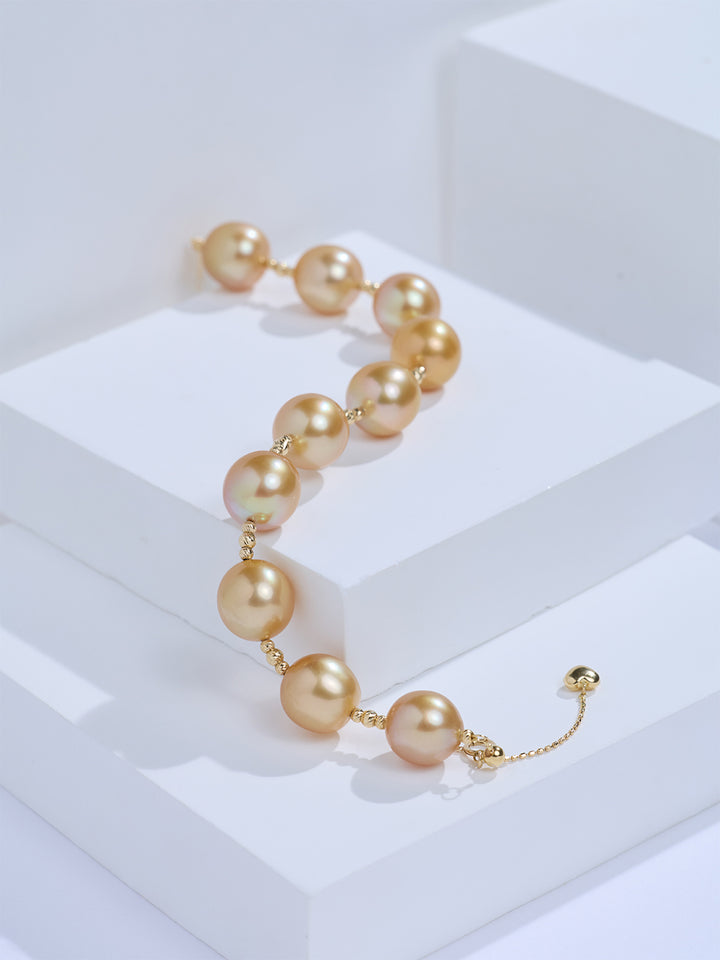 Top Lustre 18K  Gold Golden South Sea Pearl Bracelet KB00085