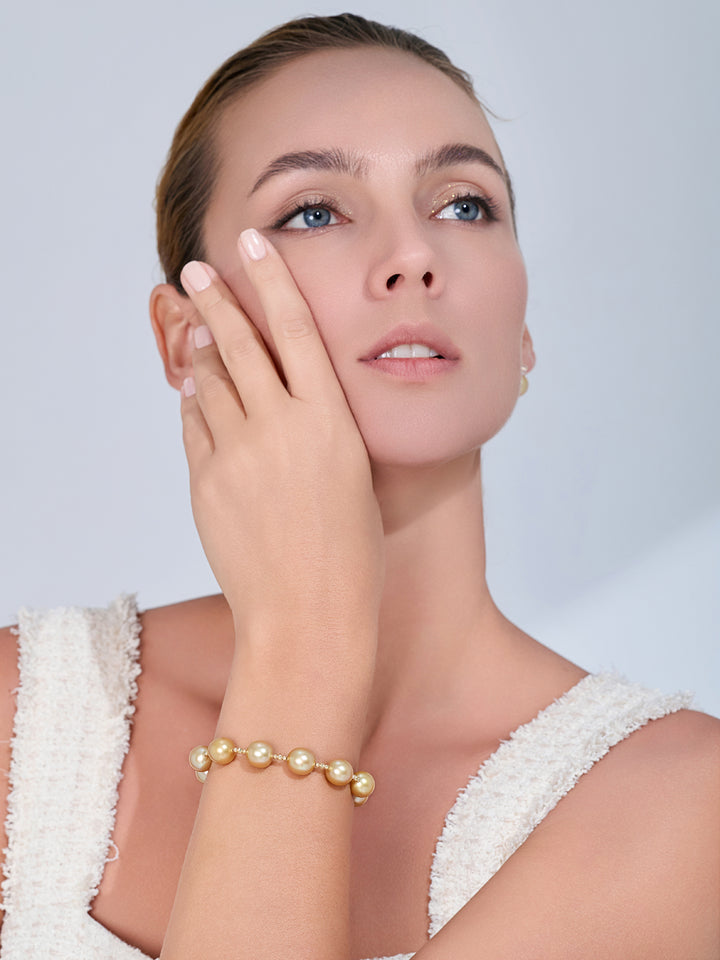 Top Lustre 18K  Gold Golden South Sea Pearl Bracelet KB00085