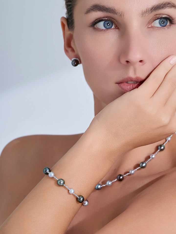 Gelang Mutiara Akoya dan Tahiti Emas 18K Tulen Kilauan Teratas KN00086 | HARMONY