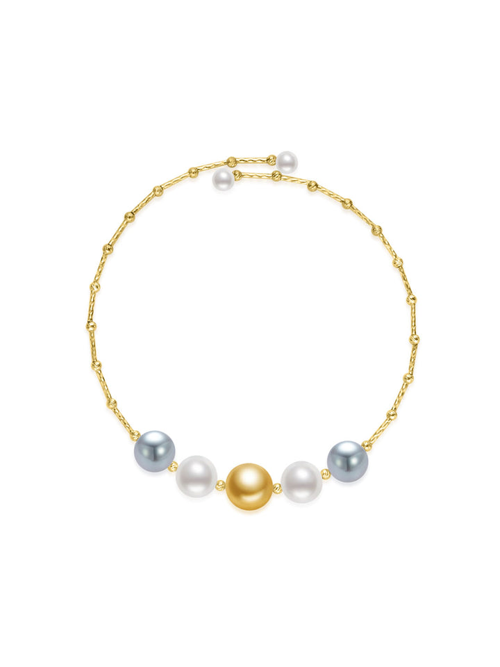 Bracelet en or massif 18 carats avec perles Akoya de la mer du Sud de qualité supérieure KB00087 | HARMONY