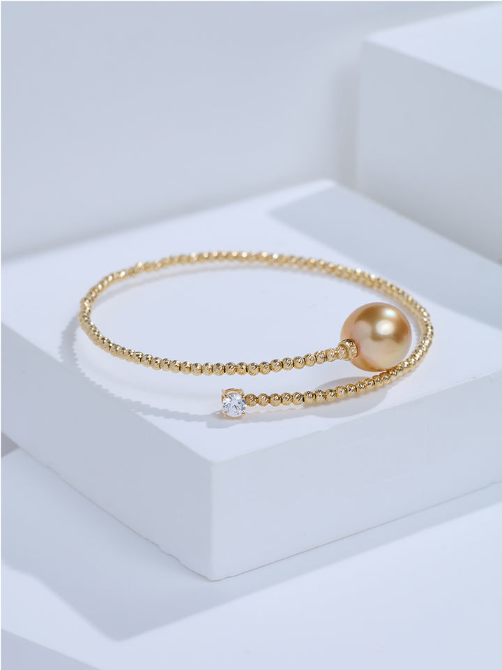 Top Lustre 18K Gold Golden South Sea Pearl Bracelet KB00088