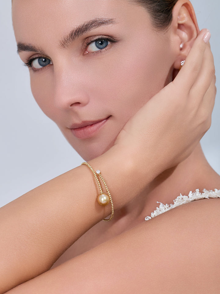 Top Lustre 18K Gold Golden South Sea Pearl Bracelet KB00088