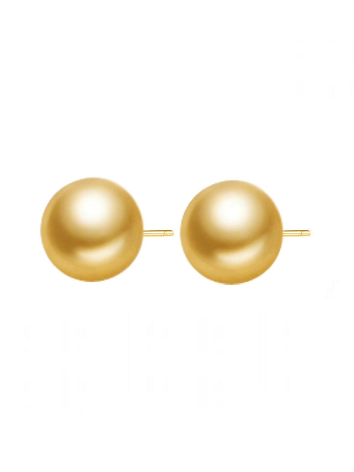 Orecchini a perno con perla dorata del Mare del Sud in oro massiccio 18K di prima qualità KE00014
