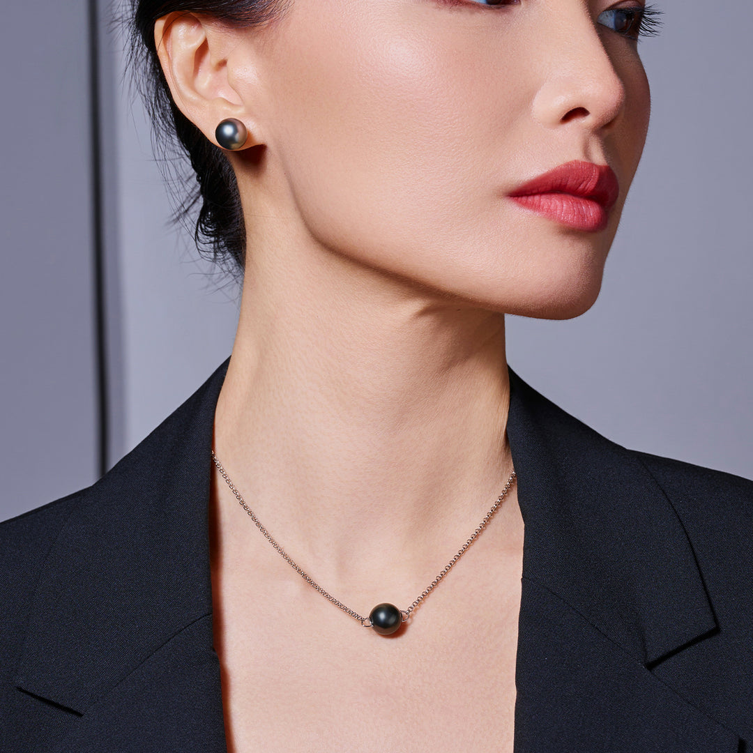 18K 골드 최고급 타히티안 LAGOON 진주 스터드 귀걸이 KE00015