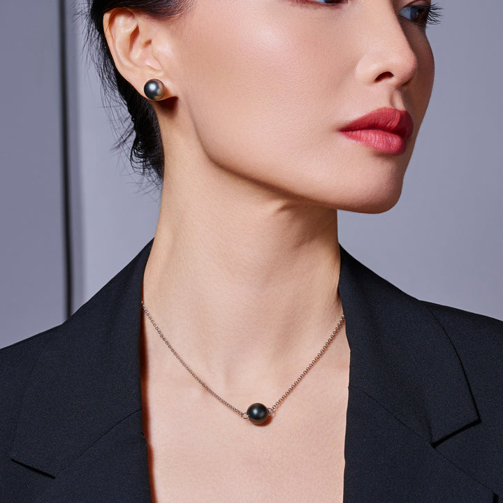 18K 골드 최고급 타히티안 LAGOON 진주 스터드 귀걸이 KE00015