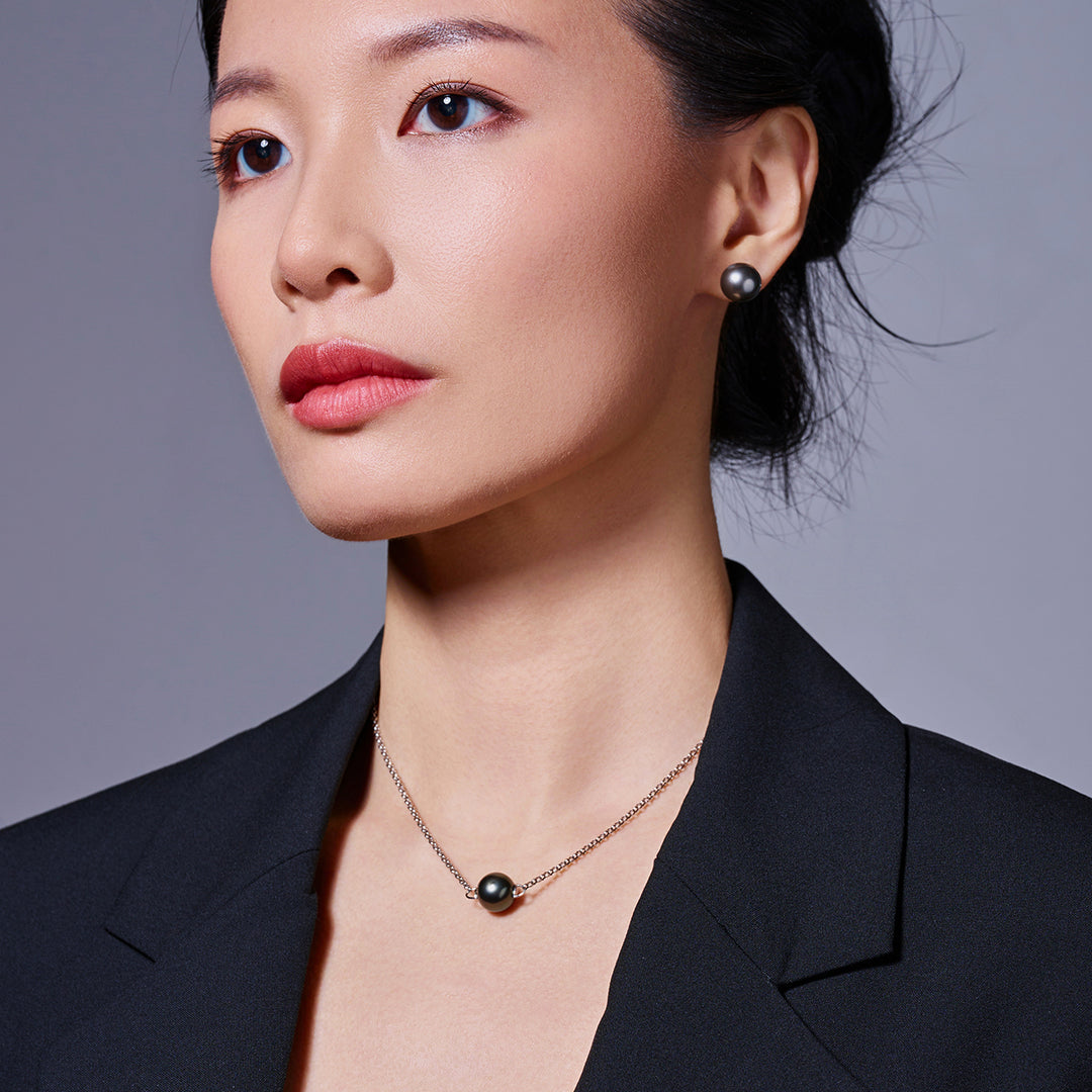 18K 골드 최고급 타히티안 LAGOON 진주 스터드 귀걸이 KE00015