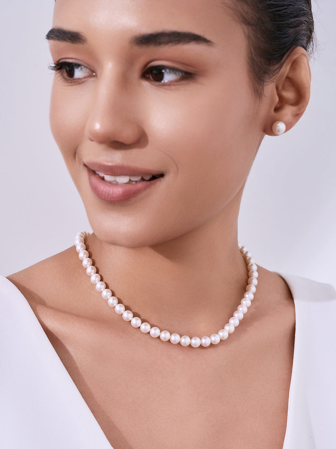 18k Gold Top Grading Aurora HANADAMA Akoya Pearl Necklace KN00025
