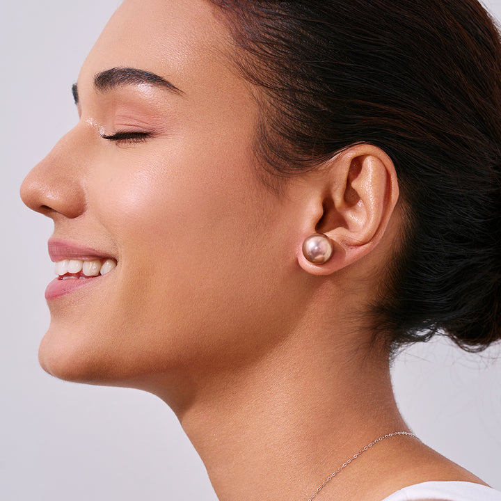 18K ゴールド トップグレード エジソン パープル パール スタッド ピアス KE00019