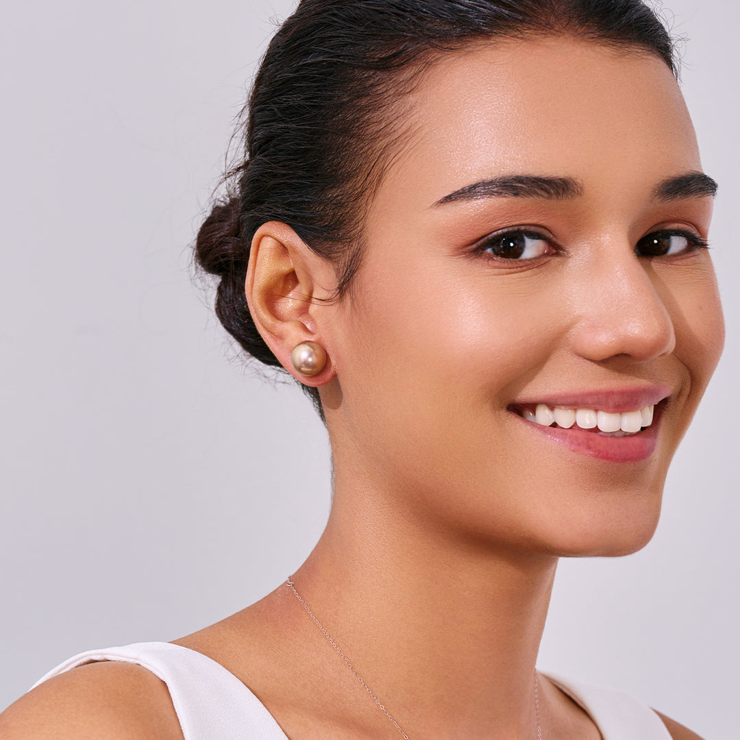 18K ゴールド トップグレード エジソン パープル パール スタッド ピアス KE00019