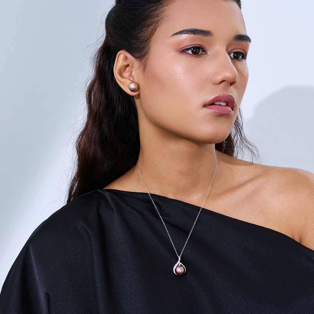 عقد لؤلؤة إديسون البنفسجية من الذهب الخالص عيار 18 قيراط KN00382