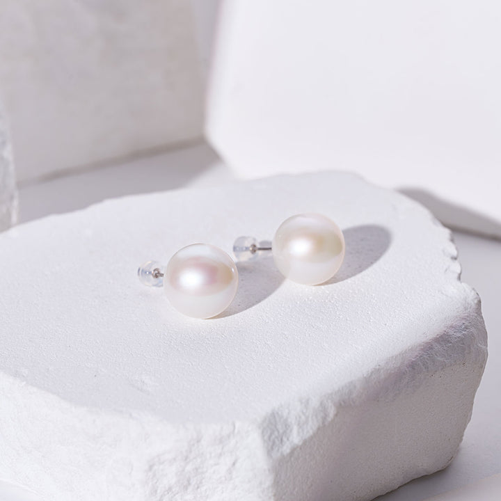 18K Gold Top Grade﻿ Edison White Pearl Stud Earrings KE00020