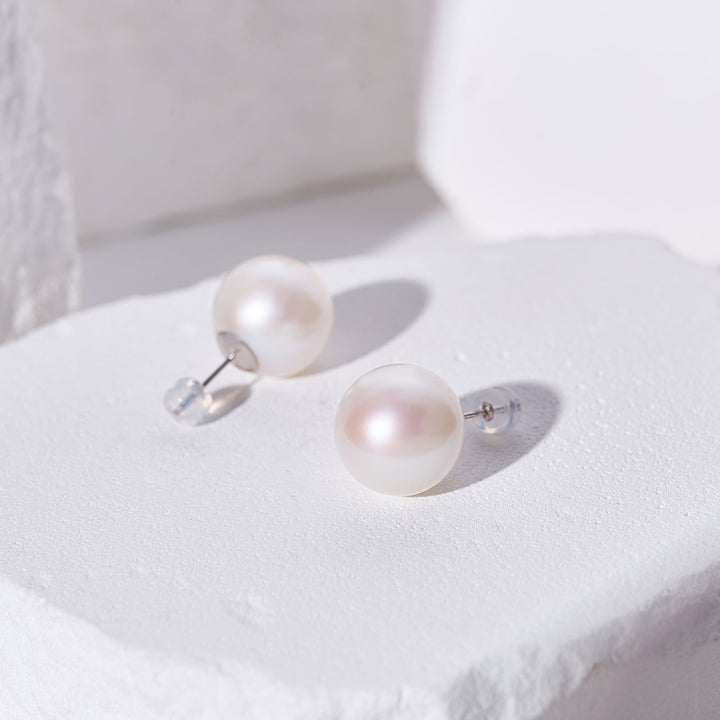 18K Gold Top Grade﻿ Edison White Pearl Stud Earrings KE00020