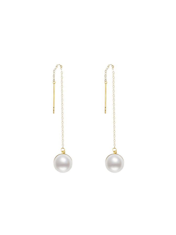 Boucles d'oreilles élégantes en perles d'eau douce en or massif 18 carats KE00029