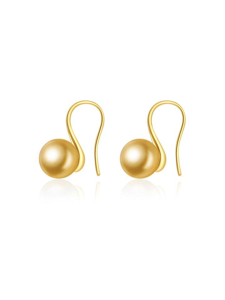 Eleganti orecchini a bottone con perle dorate dei Mari del Sud in oro massiccio 18 carati KE00068