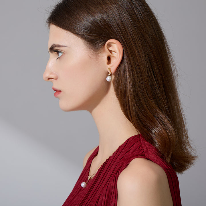 18k Freshwater Pearl Earrings KE00070 | STARRY - PEARLY LUSTRE