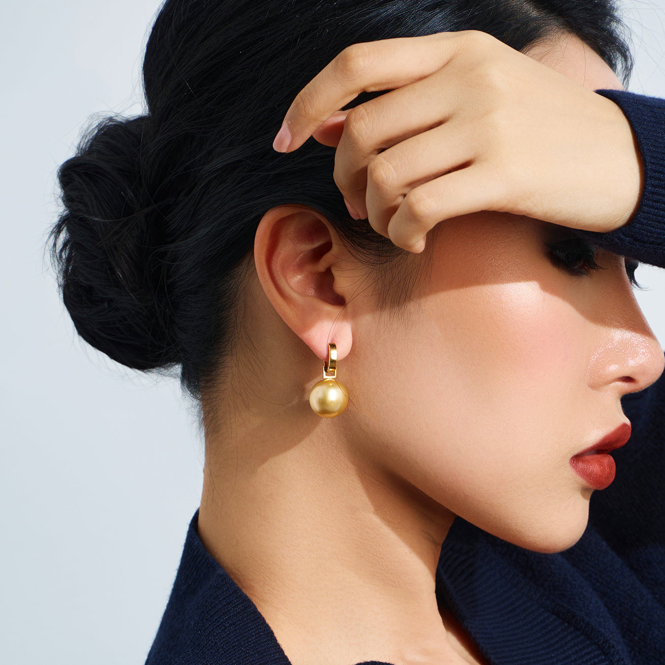 18k Solid Gold South Sea Golden Pearl Earrings best Pearl