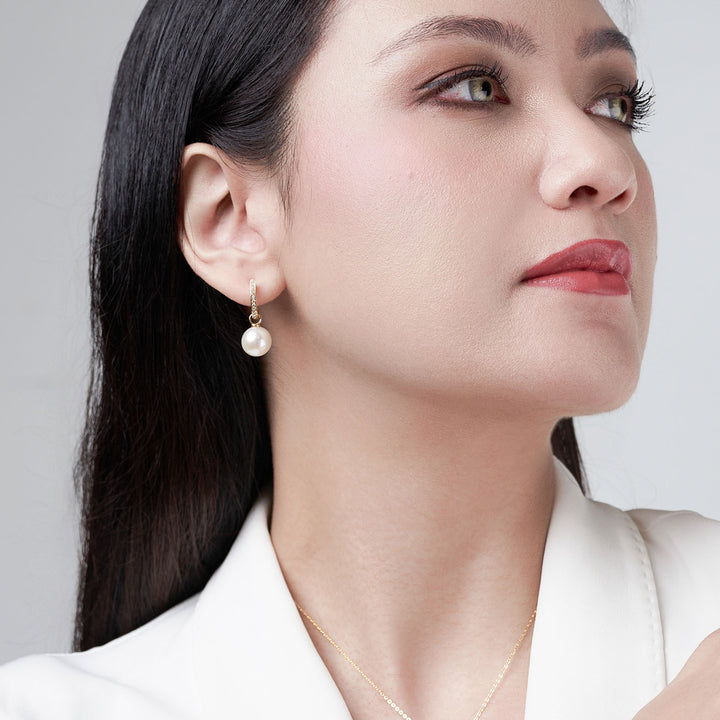 18K Solid Gold Edison Pearl Earrings KE00077 | Elegant - PEARLY LUSTRE