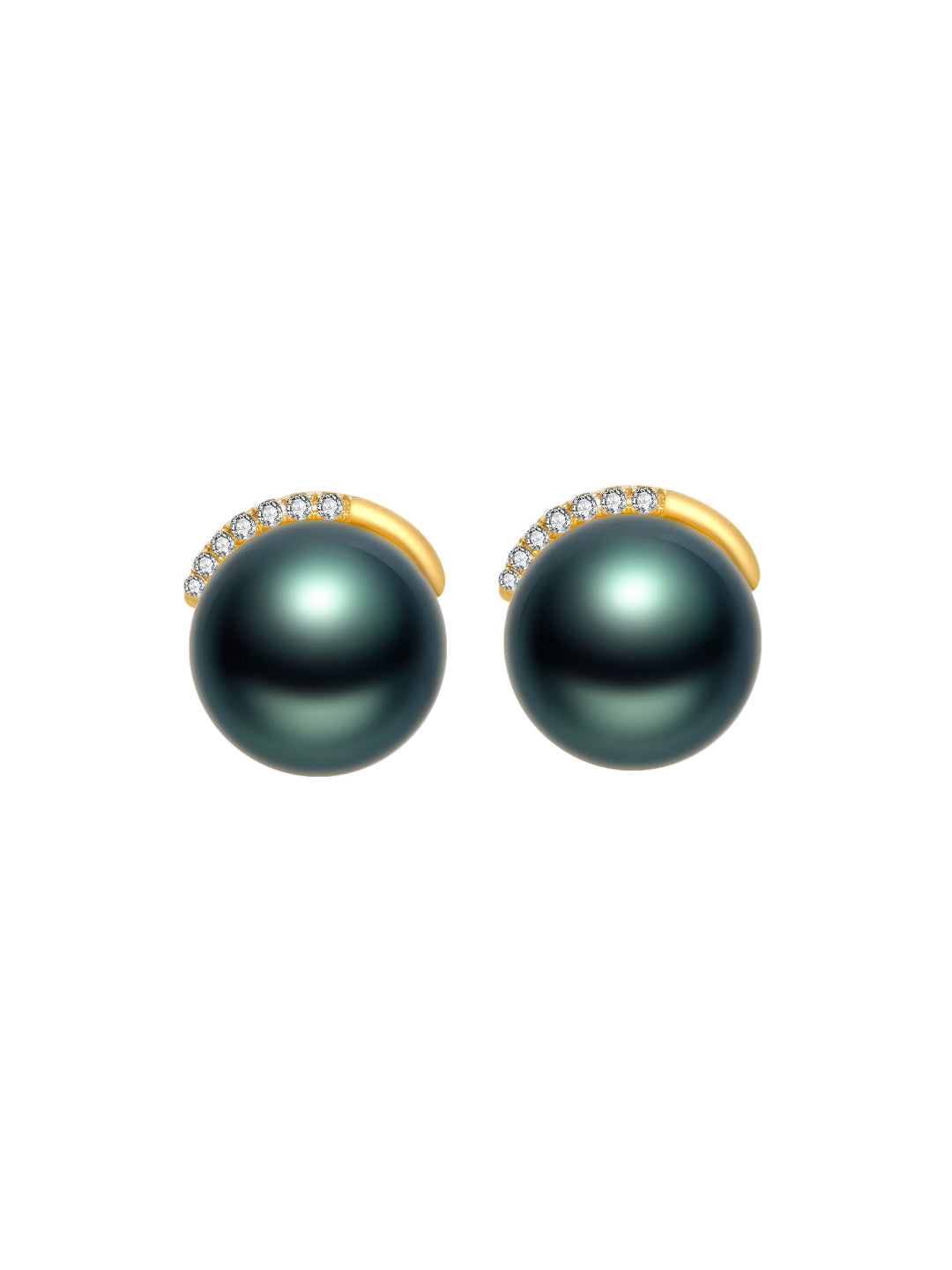 18K Solid Gold Tahitian Pearl Earrings KE00079