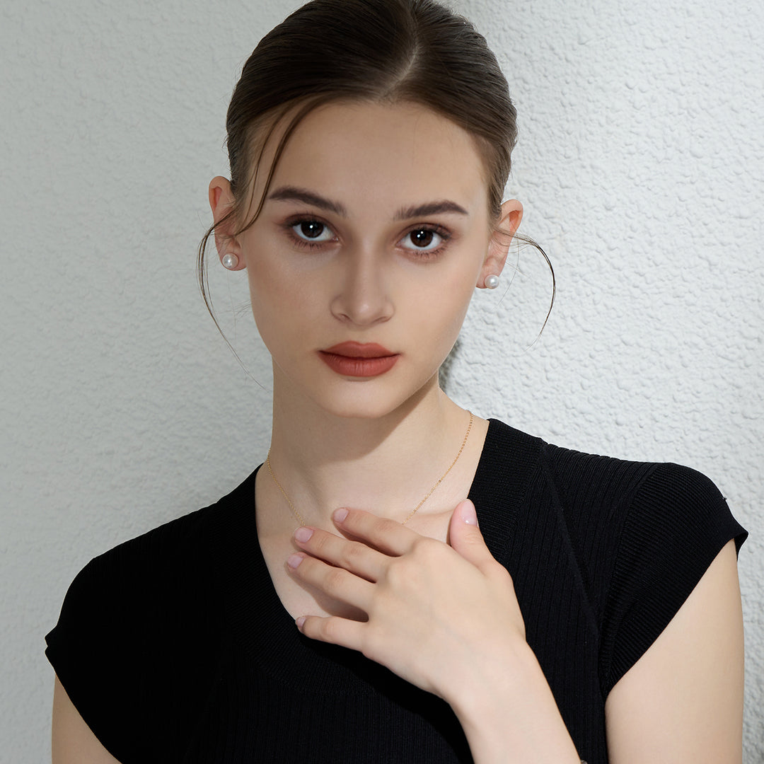 18K金頂級淡水珍珠耳釘 KE00211