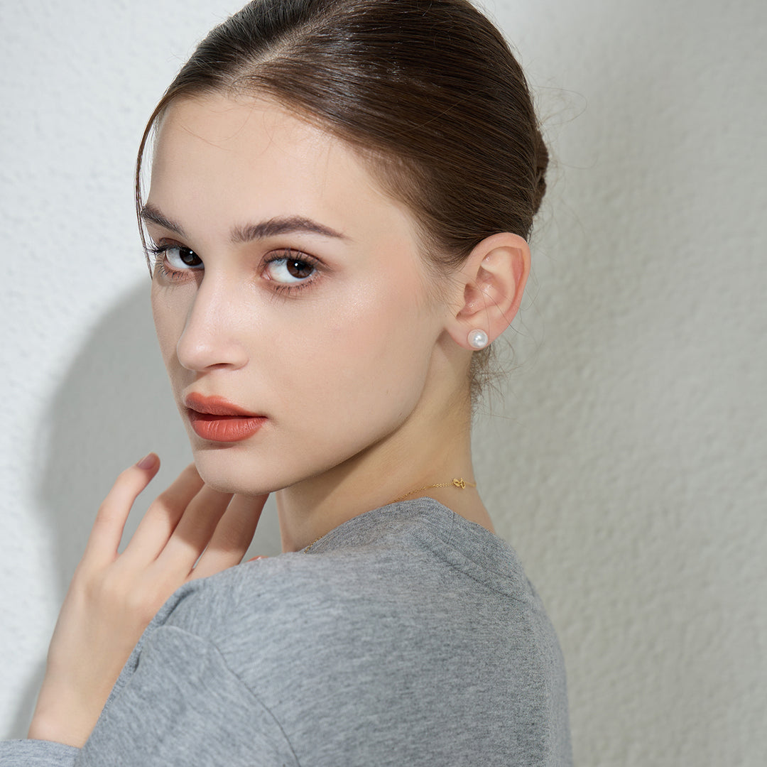 18K金頂級淡水珍珠耳釘 KE00211