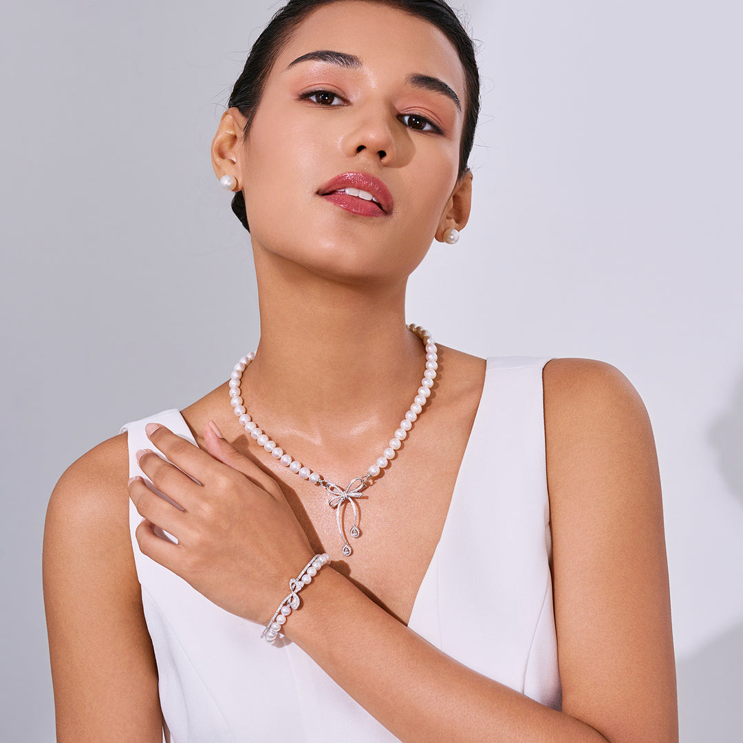 Bracciale con perle Akoya in oro massiccio 18 carati con diamanti KB00026