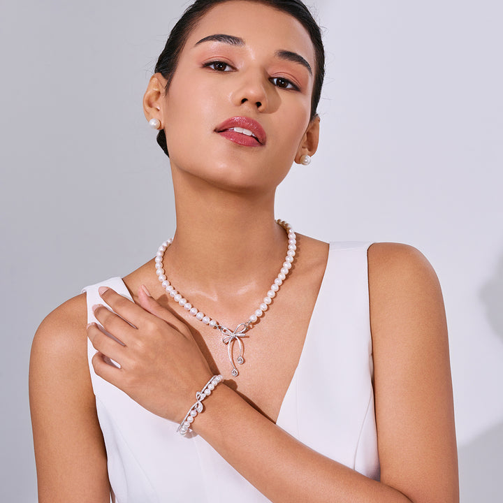 Bracciale con perle Akoya in oro massiccio 18 carati con diamanti KB00026