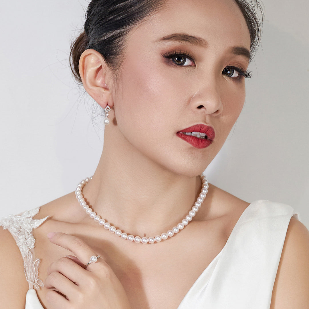 18K Akoya Hanadama Pearl Earrings KE00088 | DESIRE - PEARLY LUSTRE