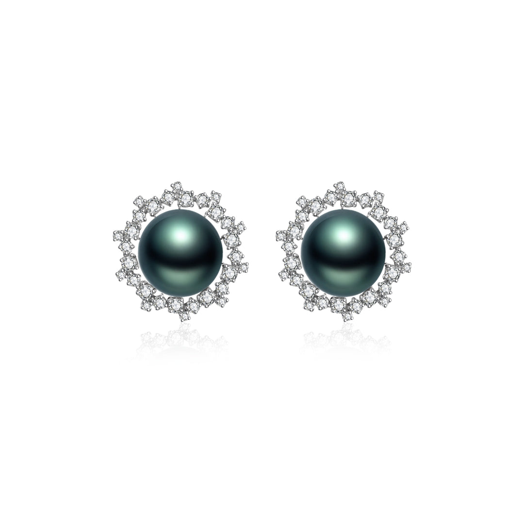18K Solid Gold Tahitian Pearl Earrings KE00094 - PEARLY LUSTRE