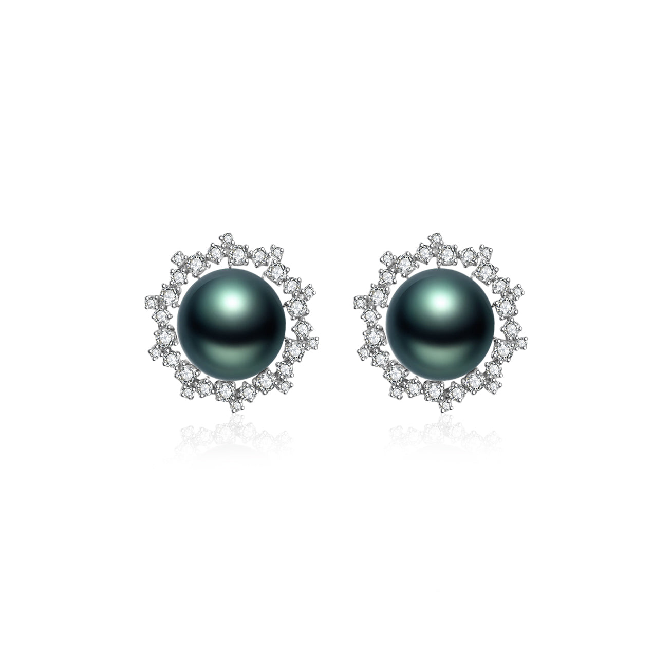 18K Solid Gold Tahitian Pearl Earrings KE00094 - PEARLY LUSTRE