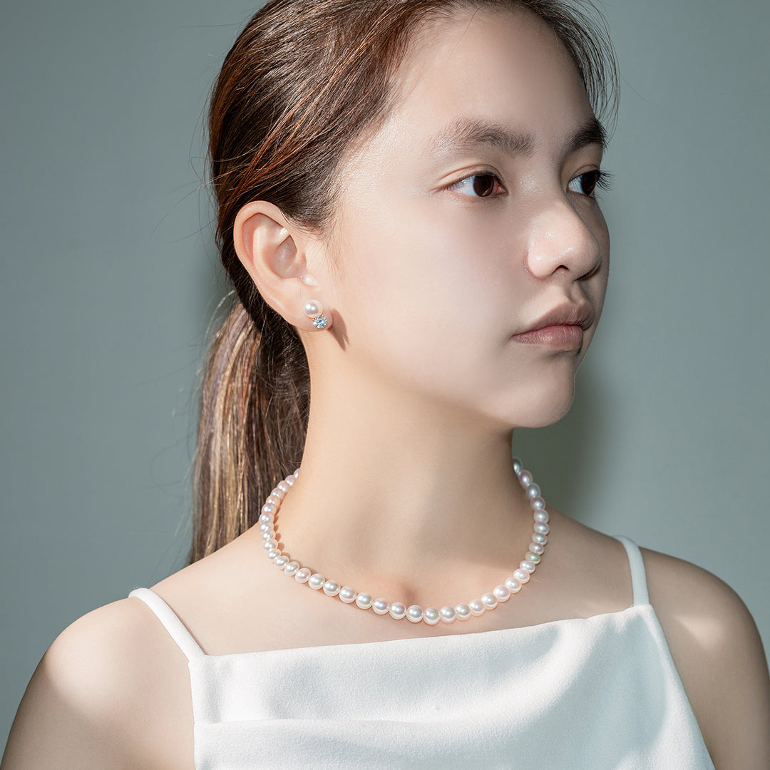 18K Gold Akoya Hanadama Pearl Earrings KE00100 - PEARLY LUSTRE